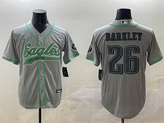Men's Philadelphia Eagles #26 Saquon Barkley Gray Cool Base Stitched Baseball Jersey Dzhi,We sell and wholesale Men's Philadelphia Eagles #26 Saquon Barkley Gray Cool Base Stitched Baseball Jersey Dzhi on line form chian!
